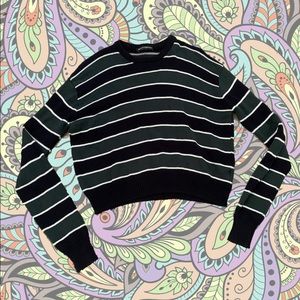 Brandy Melville Green and Black Striped Sweater